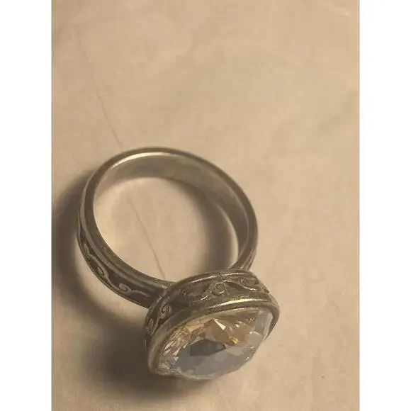Brighton Vintage Silver Statement Ring with Large Crystal - Picture 6 of 9